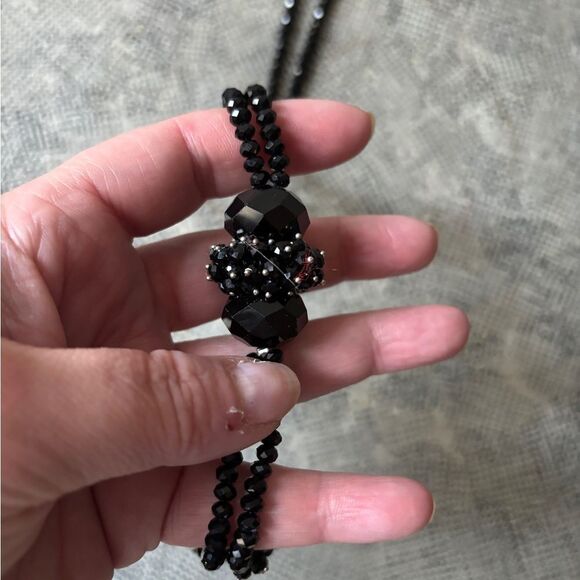 Vintage Austrian Crystal flapper necklace w black crystals - Picture 9 of 12